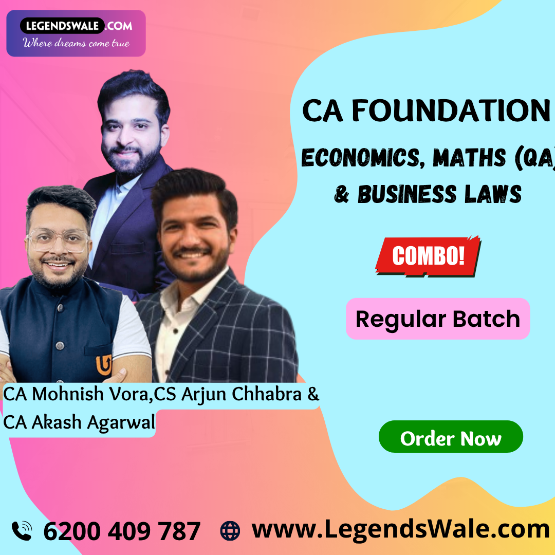 CA Foundation Regular Batch Economics, Maths & Business Laws Combo By CA Mohnish Vora, CS Arjun Chhabra & CA Akash Agarwal